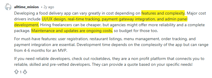 Cost of mobile app development depends on features and complexity
