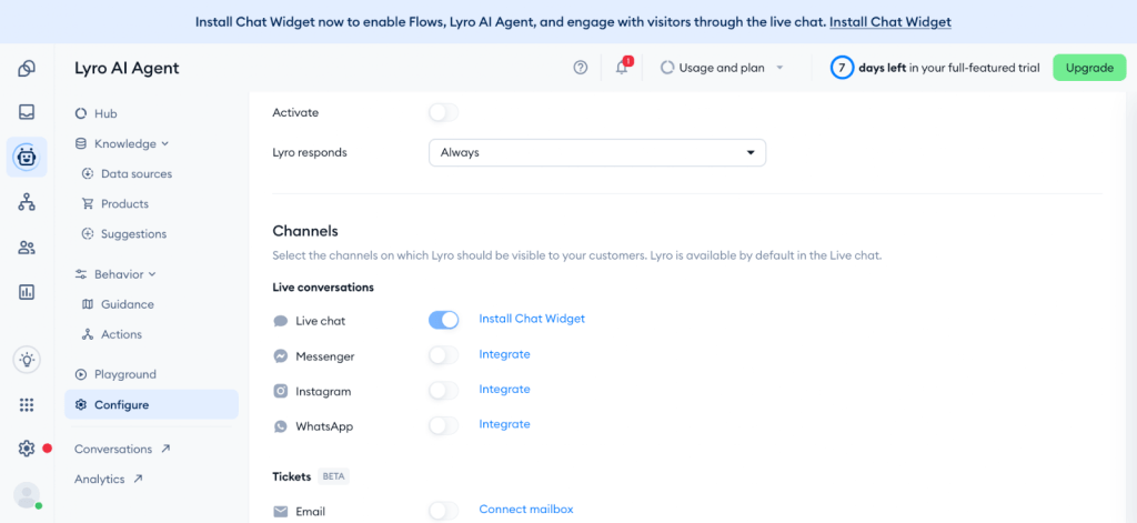 Decide Which Channels the Agent Will Handle