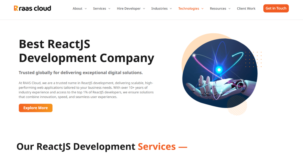 RAAS Cloud – Best ReactJS Development Company