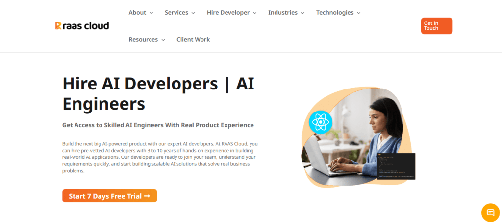 RAAS Cloud – one of the best platforms to hire AI developers in USA