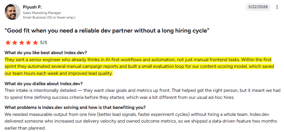 Review of Index.dev