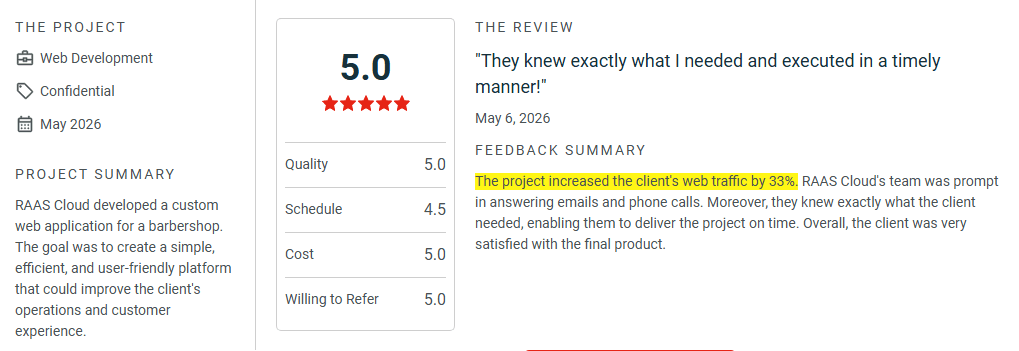 Here’s what our clients say about a web development project we recently delivered: