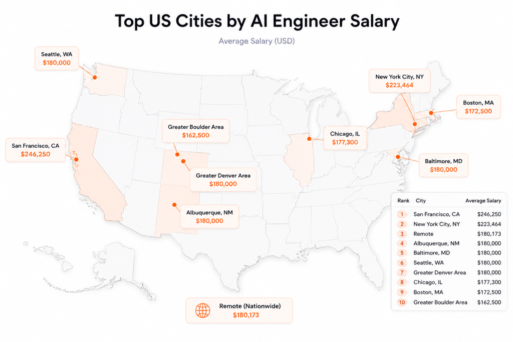 Top US Cities by AI Engineer Salary